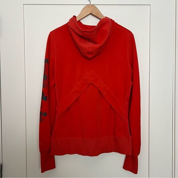 Nike Dri Fit Hoodie Womens Sz Large Red Full Zip Logo Athletic Gym Workout - Picture 6 of 13